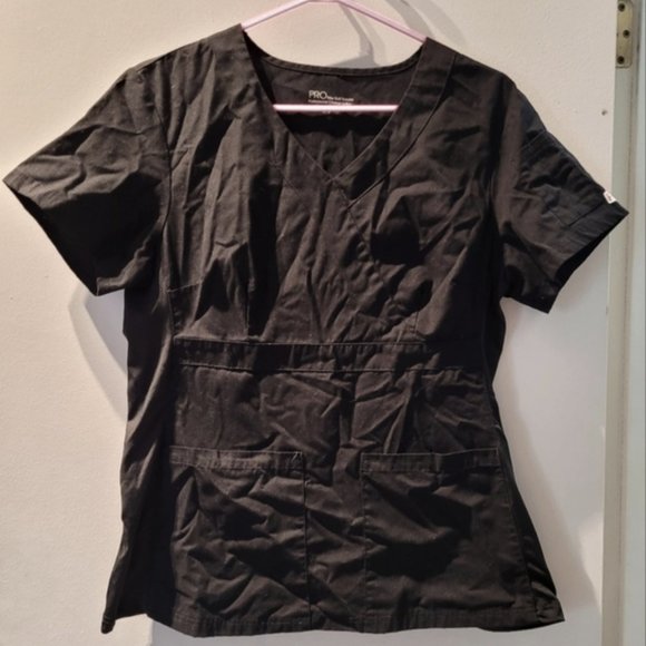 Medium PRO Body Flex Black Spandex Mock Scrub Top - Picture 1 of 8